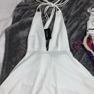 Pretty Little Thing white wrap skater dress